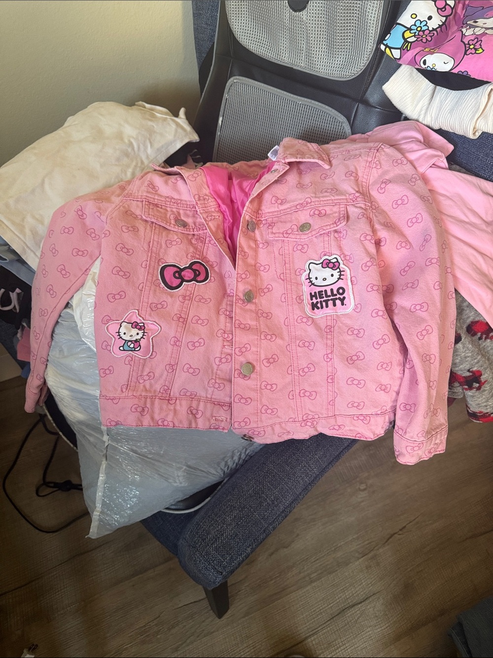 Hello Kitty Pink Denim Jacket with Patches